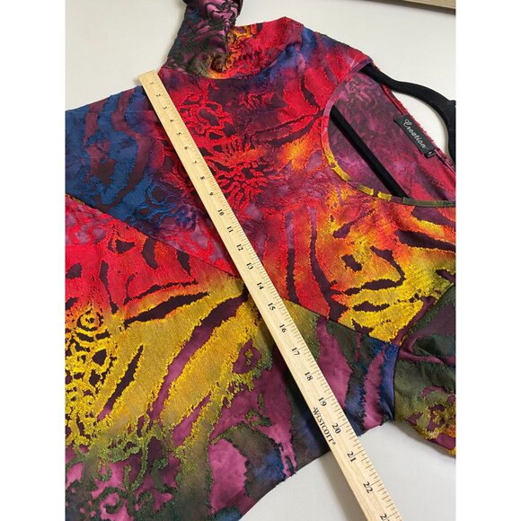 Creation Vibrant Abstract Womens Tunic Top size Large Stretch Artsy Lagenlook - Picture 6 of 15